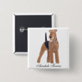 Airedale Terrier Pin Vierkante Button 5,1 Cm (Voorkant /achterkant)