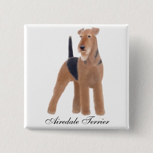 Airedale Terrier Pin Vierkante Button 5,1 Cm (Voorkant)