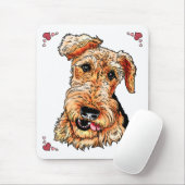 Airedale Terrier Pink Hearts Valentijnsdag Muismat (Met muis)