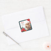 Airedale Terrier Poinsettia Border Kerstmis Vierkante Sticker (Envelop)