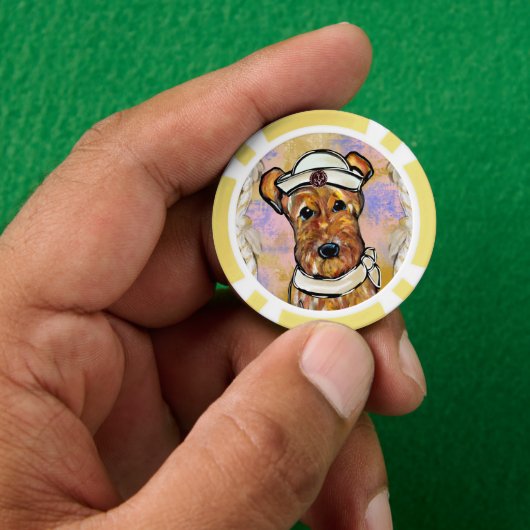 AIREDALE TERRIER POKER CHIPS (Hand)
