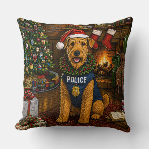 Airedale Terrier Politie Vakantie Kussen