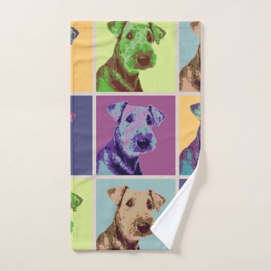 Airedale Terrier Pop Art Grid Bad Handdoek (Handdoek)