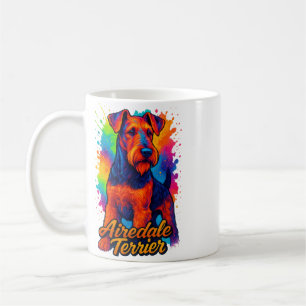 Airedale Terrier Pop Art Illustration Kleurrijk Koffiemok