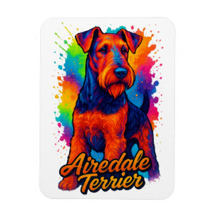 Airedale Terrier Pop Art Illustration Kleurrijk Magneet