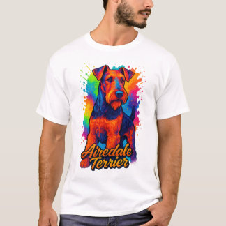 Airedale Terrier Pop Art Illustration Kleurrijk T-shirt