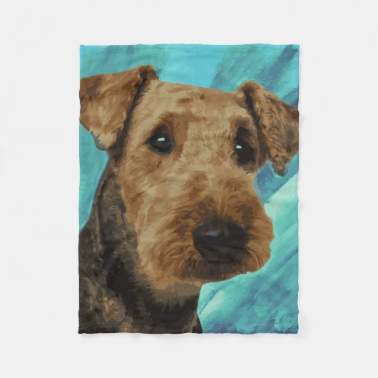 Airedale Terrier Portrait Fleece Deken (Voorkant)