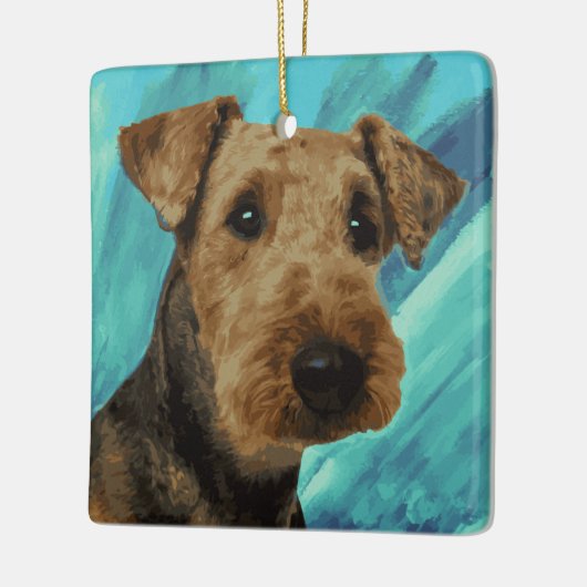 Airedale Terrier Portrait Keramisch Ornament (Links)