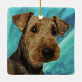 Airedale Terrier Portrait Keramisch Ornament (Achterkant)