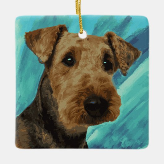 Airedale Terrier Portrait Keramisch Ornament (Voorkant)