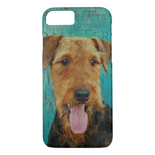 Airedale Terrier-portret over Word Art Case-Mate iPhone Case (Achterkant)
