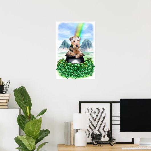 Airedale Terrier Pot of Gold Poster (Thuiskantoor)