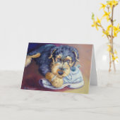Airedale Terrier Pup Kaarten (Gele Bloem)