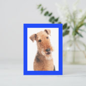 Airedale Terrier Puppy Dog Blue Briefkaart (Staand voorkant)