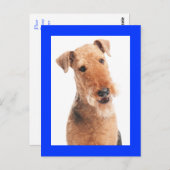 Airedale Terrier Puppy Dog Blue Briefkaart (Voorkant / Achterkant)