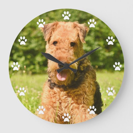 Airedale Terrier Puppy Dog Grote Klok (Voorkant)
