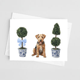 Airedale Terrier Puppy Topiary Waterverf Kaart