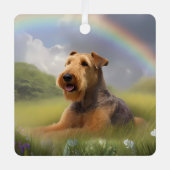 Airedale Terrier Rainbow Bridge Memorial Custom Metalen Ornament (Voorkant)