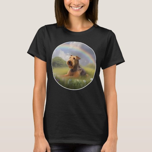 Airedale Terrier Rainbow Bridge Schattigee Puppy D T-shirt (Voorkant)