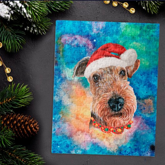 Airedale Terrier Ras Hond Kerstmis Legpuzzel