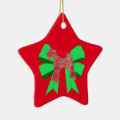 Airedale Terrier Red Dog & Green Bow Kerstmis Keramisch Ornament (Rechts)