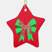 Airedale Terrier Red Dog & Green Bow Kerstmis Keramisch Ornament (Links)