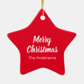 Airedale Terrier Red Dog & Green Bow Kerstmis Keramisch Ornament (Achterkant)