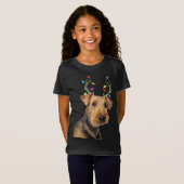 Airedale Terrier Rendier Kersthond T-shirt (Voorkant volledig)