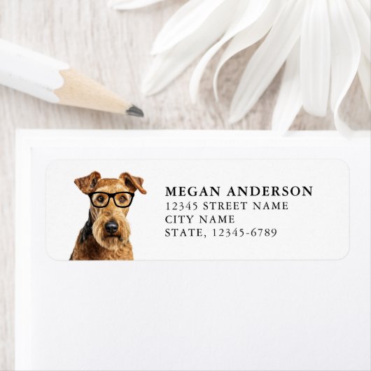 Airedale Terrier retouradreslabels Etiket (Insitu)