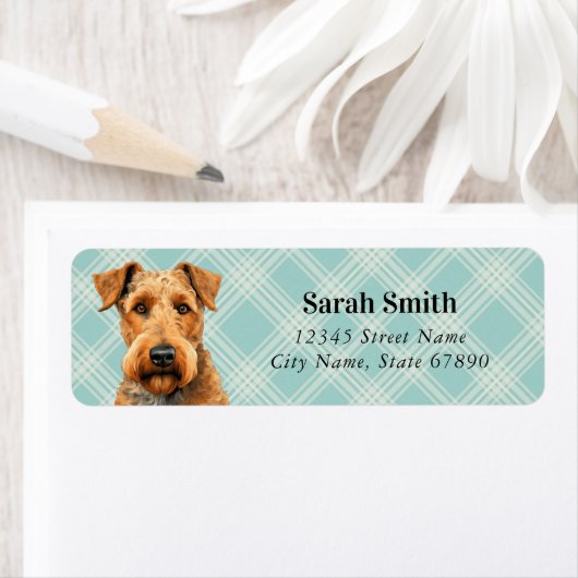 Airedale Terrier retouradreslabels Etiket (Insitu)