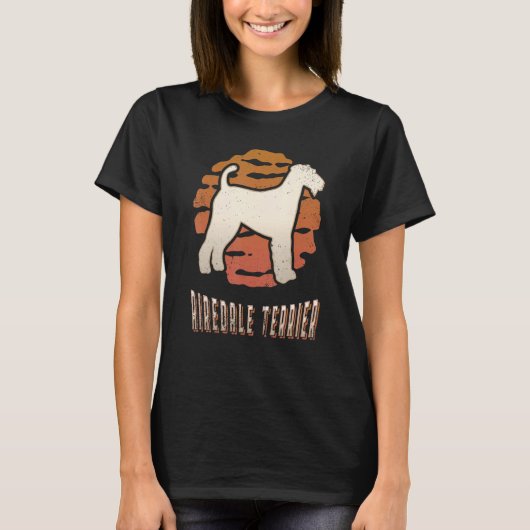 Airedale Terrier Retro Classic Dog Sunset T-shirt (Voorkant)