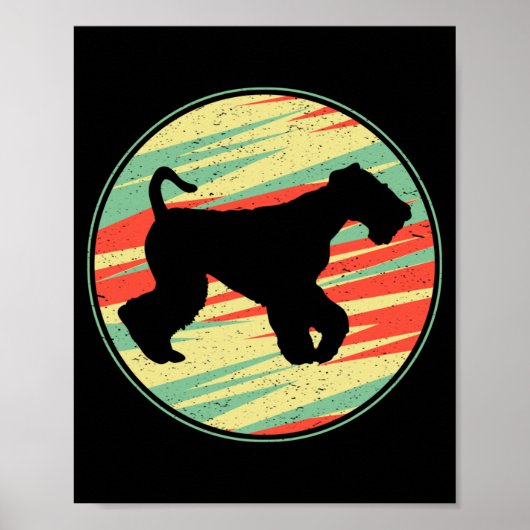Airedale Terrier Retro Vintage Silhouet Schattig H Poster (Voorkant)