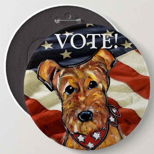 AIREDALE TERRIER RONDE BUTTON 6,0 CM (Voorkant /achterkant)