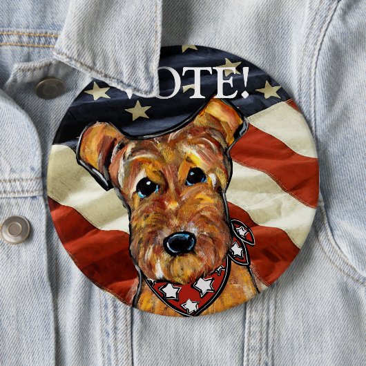 AIREDALE TERRIER RONDE BUTTON 6,0 CM (In situ)