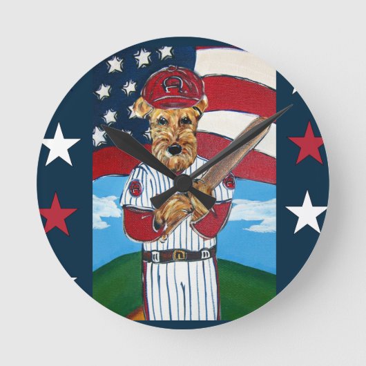 AIREDALE TERRIER RONDE KLOK (Voorkant)