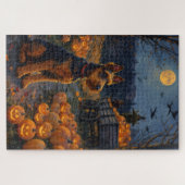 Airedale Terrier Rustische Halloween Pompoen Vlek Legpuzzel (Horizontaal)