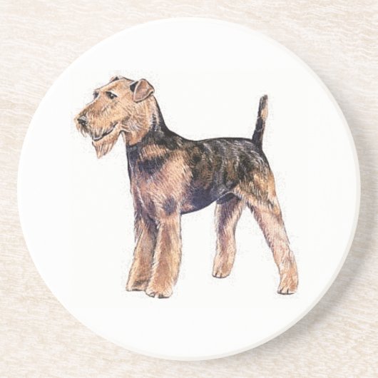 Airedale Terrier Sandstone Onderzetter (Voorkant)