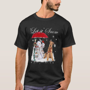 Airedale Terrier Santa Dog Kerstmis Snowman Xmas T-shirt