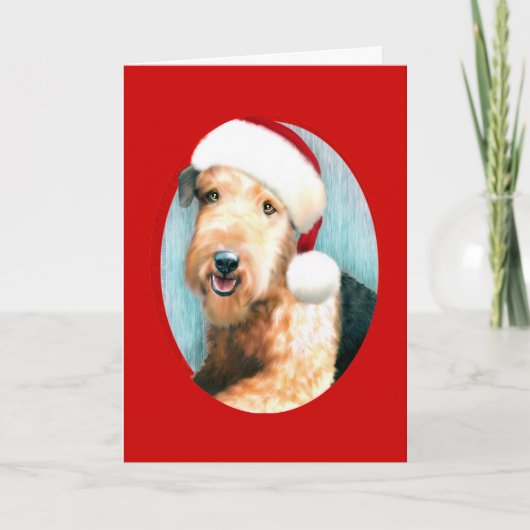 Airedale Terrier Santa - Gepersonaliseerd Feestdagen Kaart (Voorkant)