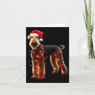 Airedale Terrier Santa Hat Christmas Lights Dog Ow Kaart