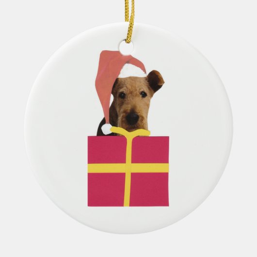 Airedale Terrier Santa Hat Ornament (Voorkant)