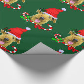 Airedale Terrier Santa Hoed Kerstmis Cadeaupapier (Hoek)