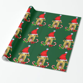 Airedale Terrier Santa Hoed Kerstmis Cadeaupapier