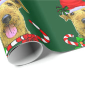 Airedale Terrier Santa Hoed Kerstmis Cadeaupapier (Rol Hoek)