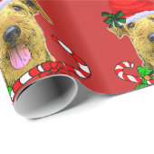 Airedale Terrier Santa Hoed Kerstmis Cadeaupapier (Rol Hoek)