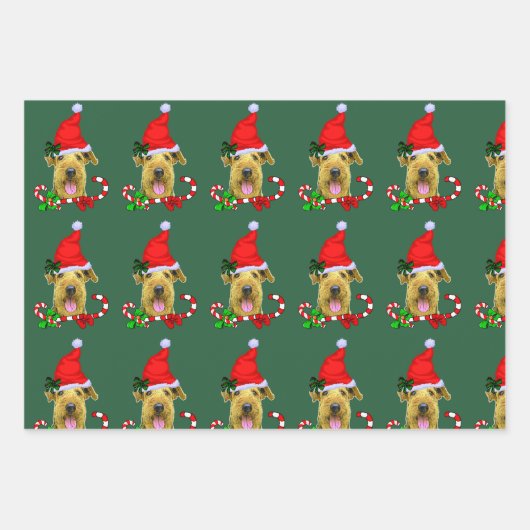 Airedale Terrier Santa Hoed Kerstmis Inpakpapier Vel (Voorkant 2)