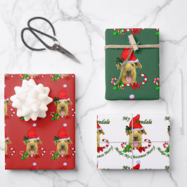 Airedale Terrier Santa Hoed Kerstmis Inpakpapier Vel