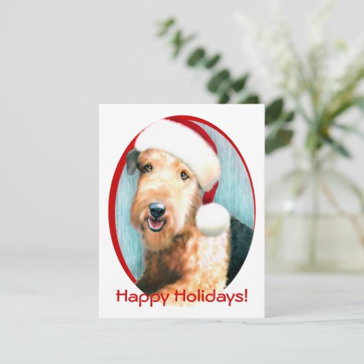 Airedale Terrier Santa Kaart (Staand voorkant)