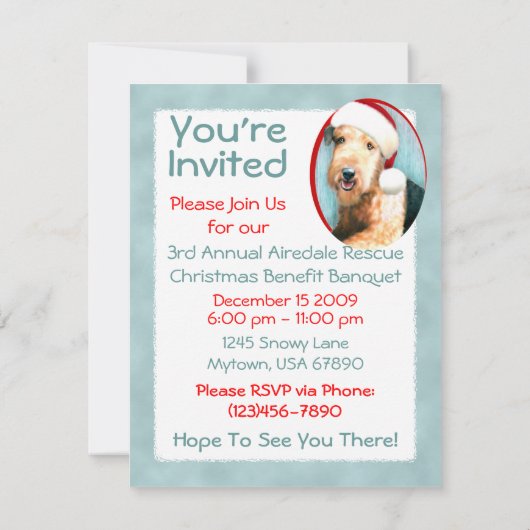 Airedale Terrier Santa Kaart (Achterkant)