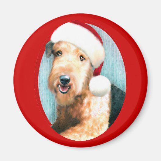 Airedale Terrier Santa Magneet (Voorkant)